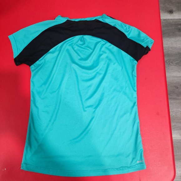 Adidas athletic wear cyan & black short sleeve shirt Women's size M - Picture 3 of 5